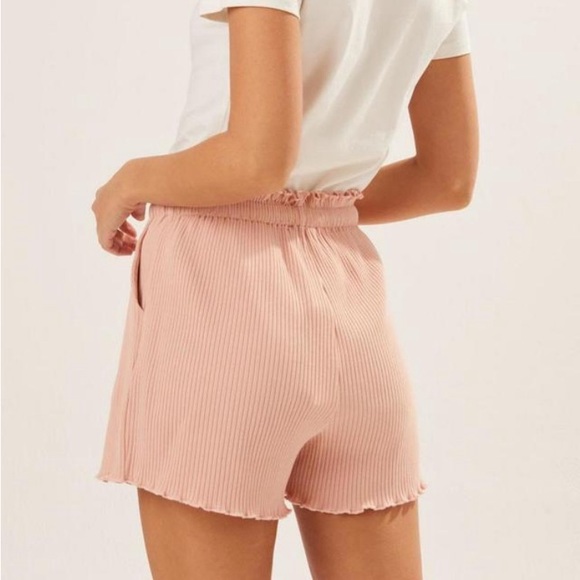 LUSH Pink Ribbed Drawstring Shorts - Picture 4 of 4